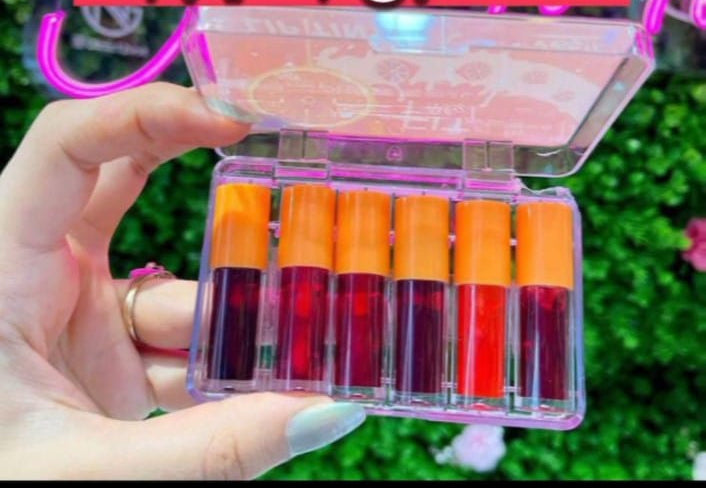 Pack of 6 Mini Lip Tints – Vibrant, Long-Lasting Color