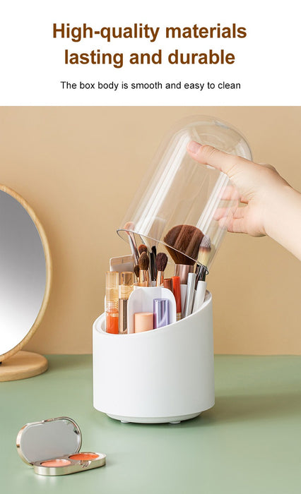 360° Rotating Makeup Brush Storage Box | Desktop Cosmetic Organizer for Brushes, Lipsticks, Eyebrow Pencils & Beauty Tools