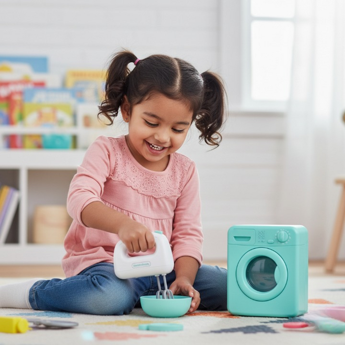 Washing Machine And Sewing Machine Set With Batteries Lights And Sounds Toy Set For Kids