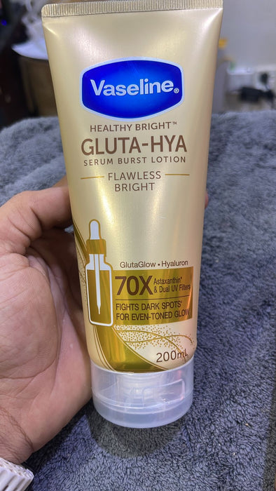 Original Vaseline Healthy Bright Gluta-Hya Flawless Bright Lotion for radiant, hydrated, flawless skin. 200ML