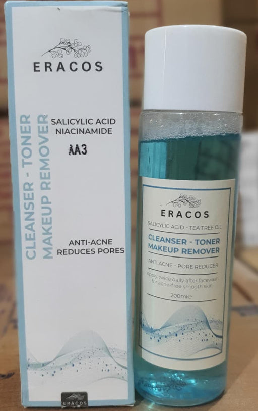 Eracos AA3 Cleanser Toner Makeup Remover Gentle Formula Clears Impurities Removes Makeup Refreshes Skin Provides Smooth And Healthy Look - 200ml