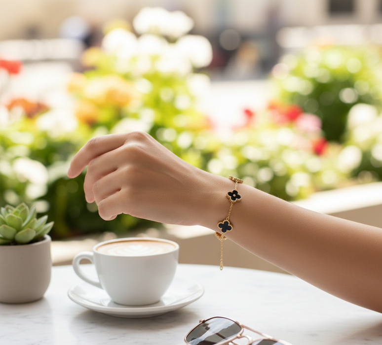 QXT-134 Clover 2-in-1 Bracelet – Stainless Steel | Versatile & Stylish Accessory